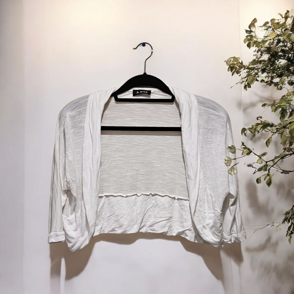 A. Byer White Cropped Cardigan
